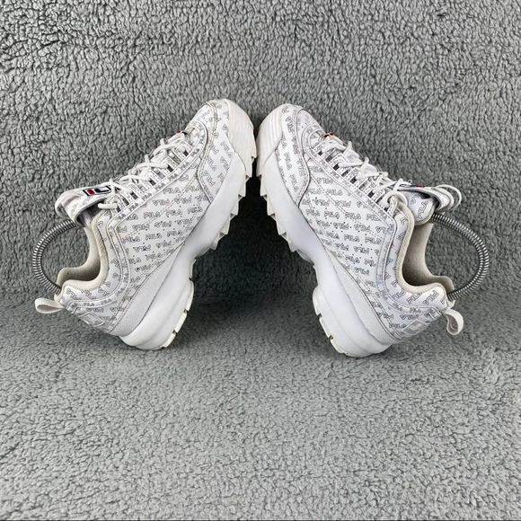 FILA SHOE SNEAKERS Disruptor 2 Multi‎ Womens 7 Lace Up Pull Tab White Blue Logo - Picture 6 of 12